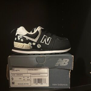 New Balance Kids Black and White Floral Sneakers